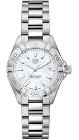 Tag Heuer Aquaracer Quartz Mother Of Pearl White Dial Silver Steel Strap Watch For Women Wbd1411 Ba0741