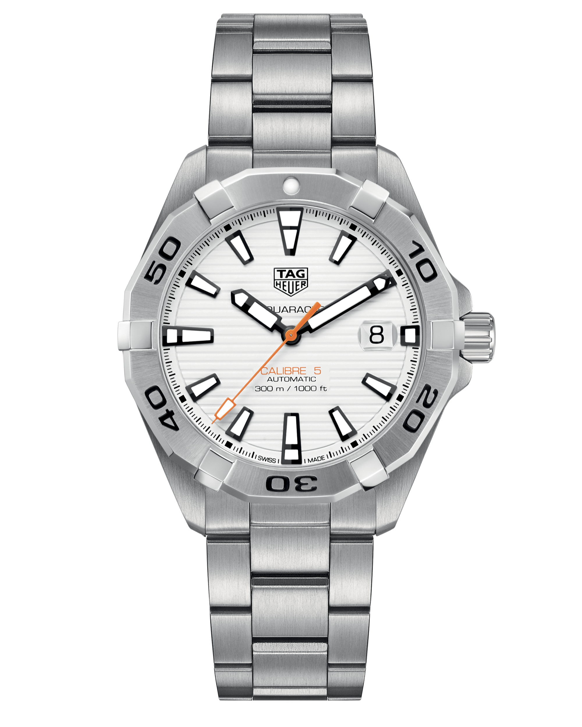 Tag Heuer Aquaracer Automatic White Dial Silver Steel Strap Watch For Men Wbd2111 Ba0928