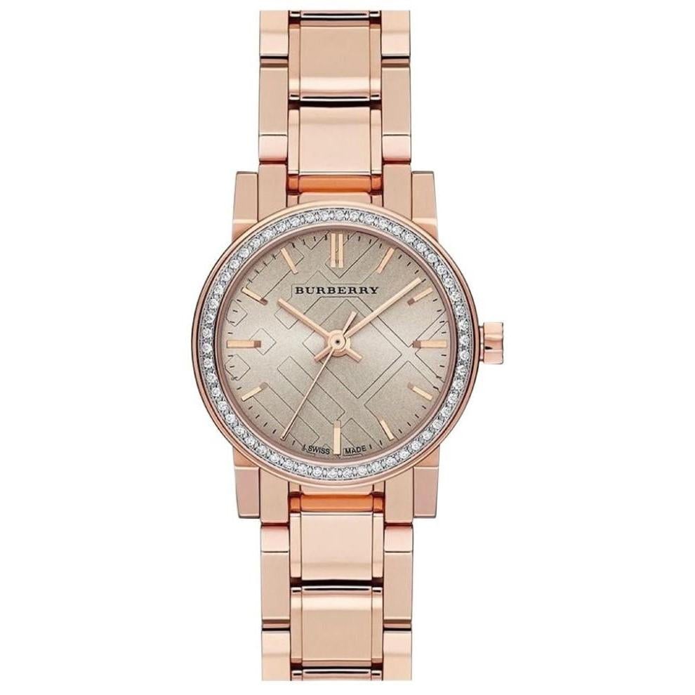 Ladies The City Diamond Rose Gold Stainless Steel Burberry Watch Bu9225