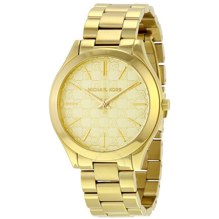 Michael Kors Mk3335 Ladies Slim Runway Gold Motif Watch