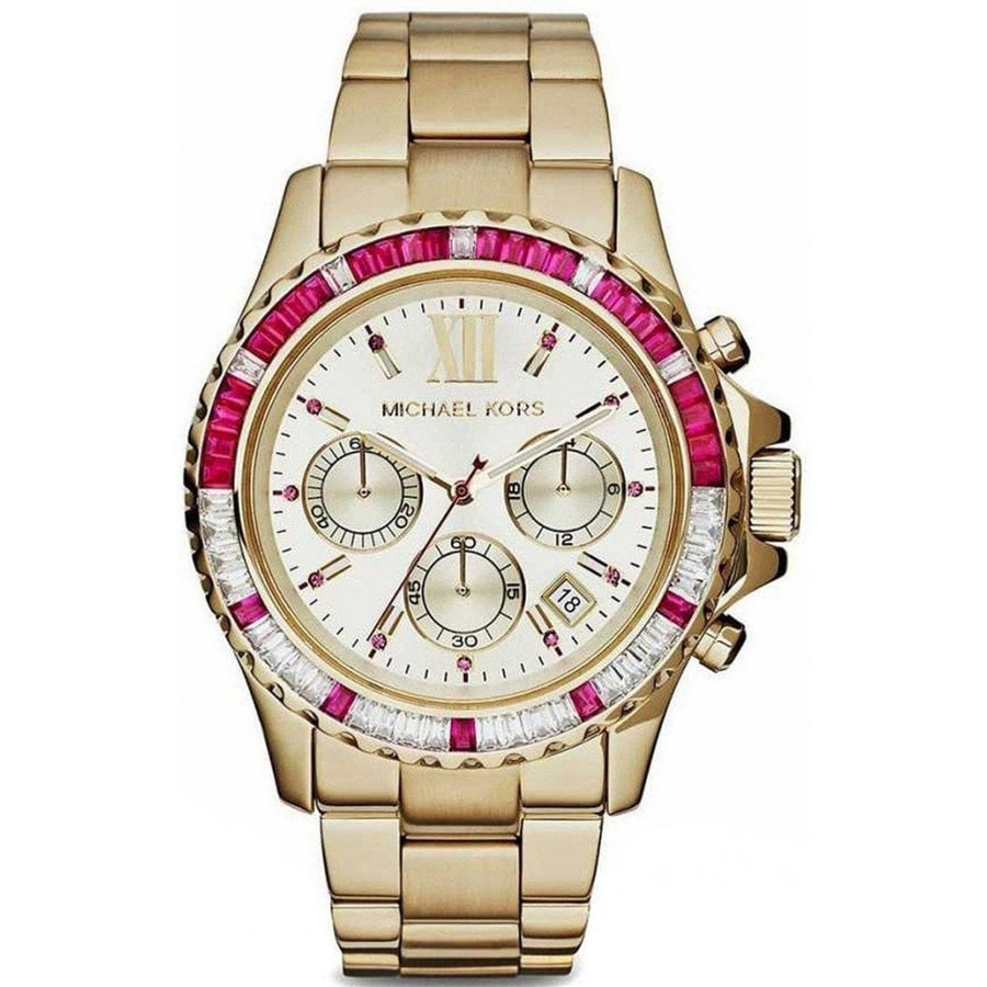 Michael Kors Mk5871 Ladies Everest Yellow Gold Red Gem Set Watch