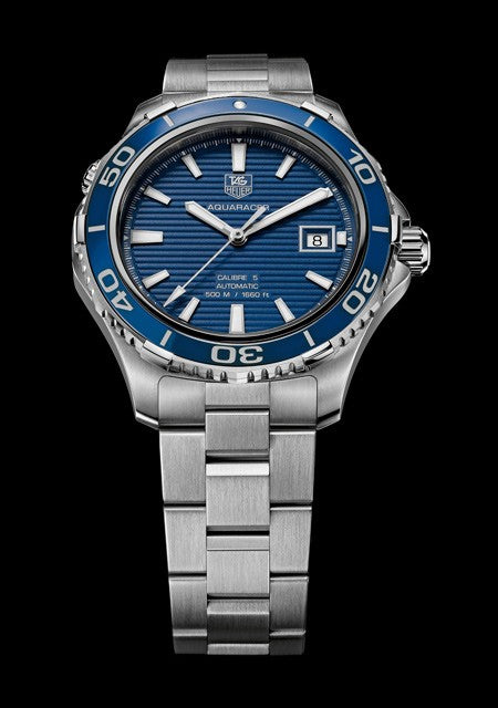Tag Heuer Aquaracer Calibre 5 Automatic Blue Dial Silver Steel Strap Watch For Men Wak2111 Ba0830