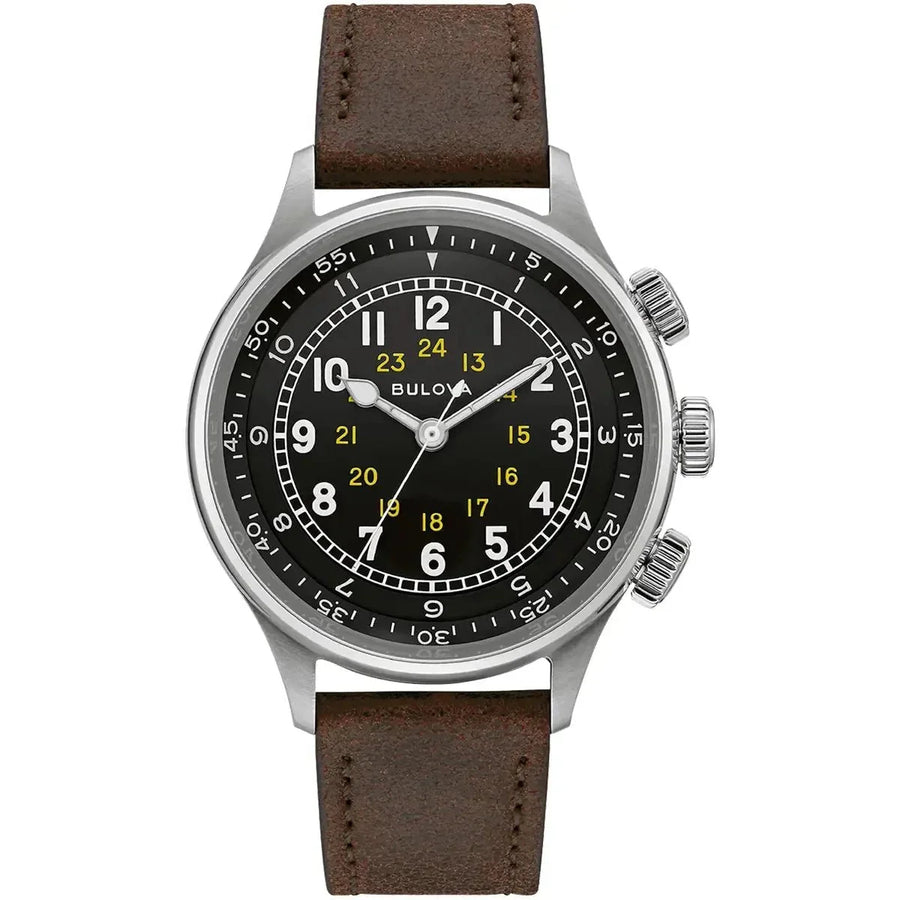 Bulova A 15 Pilot Auto Mens Black Watch 96a245