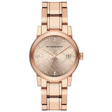 Burberry Ladies Watch Diamond Check Stamped Rose Gold Pvd Bu9126