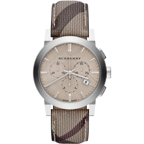 Burberry Mens Watch Chronograph The City Smoke Check Bu9361
