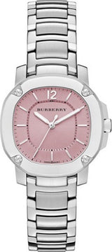 Burberry The Britain Pink Dial Silver Steel Strap Watch For Women Bby1704