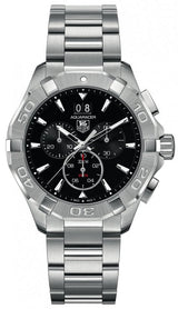 Tag Heuer Aquaracer Quartz Chronograph Black Dial Silver Steel Strap Watch For Men Cay1110 Ba0927