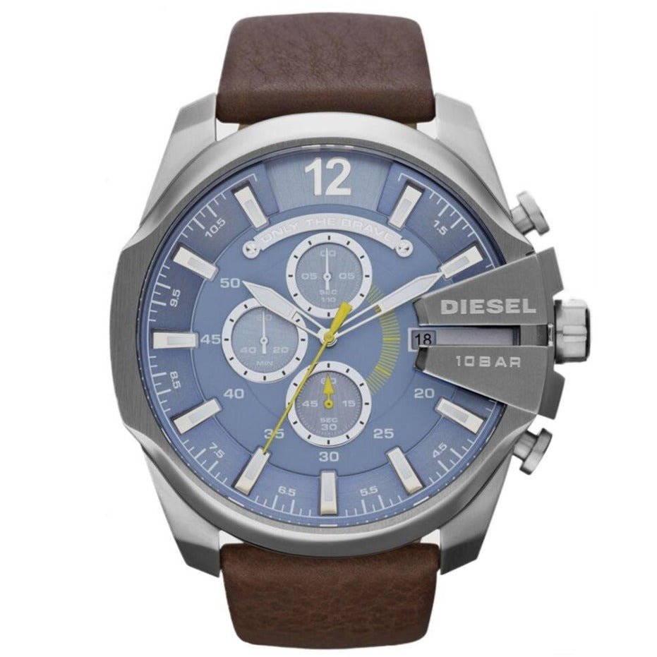 Diesel Dz4281 Men S Chronograph Mega Chief Blue Brown Watch
