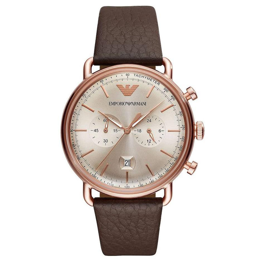 Emporio Armani Ar11106 Men S Aviator Brown Watch