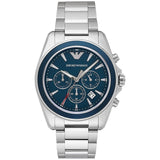 Emporio Armani Ar6091 Men S Blue Dial Silver Chronograph Watch