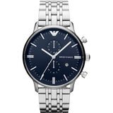 Emporio Armani Ar80013 Men S Blue Dial Silver Watch