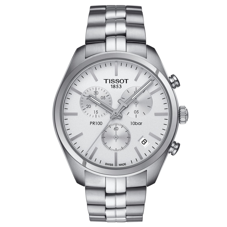 Tissot Pr 100 Chronograph Mens Silver Watch T1014171103100