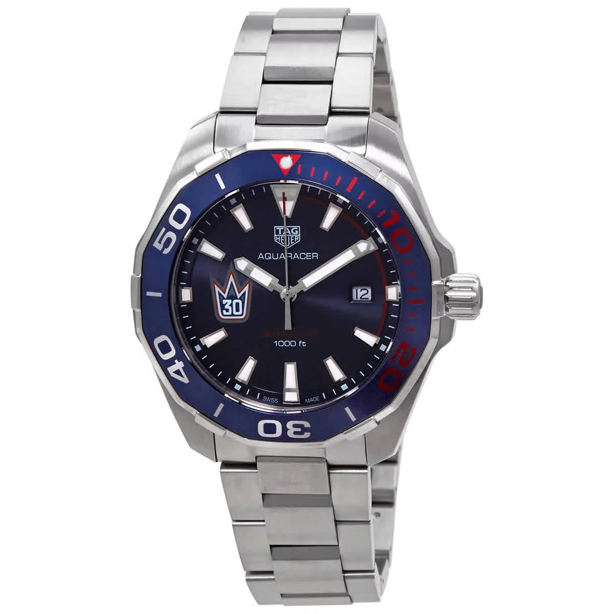 Tag Heuer Aquaracer Henrik Lundqvist Special Edition Blue Dial Silver Steel Strap Watch For Men Way101j Ba0746
