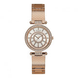 Guess Watches Guess Ladies Rose Gold Watch White Dial Rose Gold Textured Bracelet W1008l3