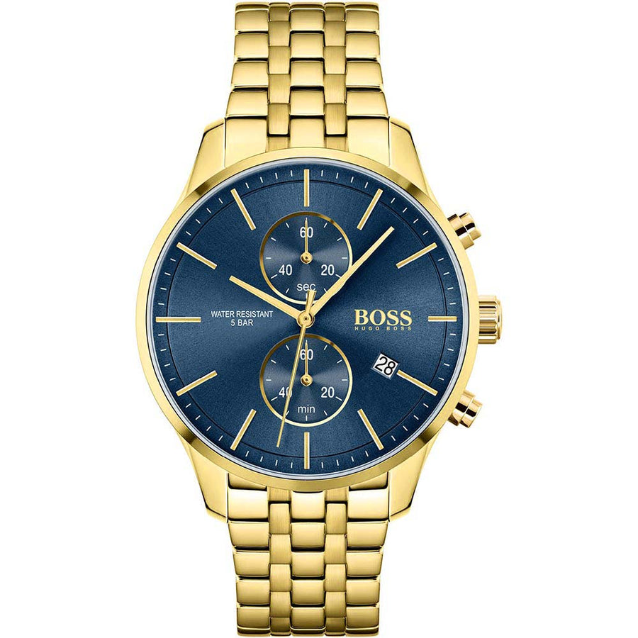 Hugo Boss Men S Watch Associate Yellow Gold Blue Hb1513841