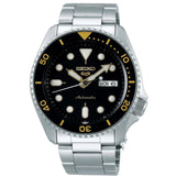 Seiko 5 Sports Black Dial Silver Stainless Steel Bracelet Automatic Mens Watch Srpd57k1