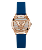 Ladies Glitz Plaque Rose Gold Tone Silicone Watch Gw0745l4