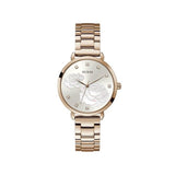 Guess Watches Ladies Rose Gold Sparkling Rose Steel Floral Print Watch Gw0242l3