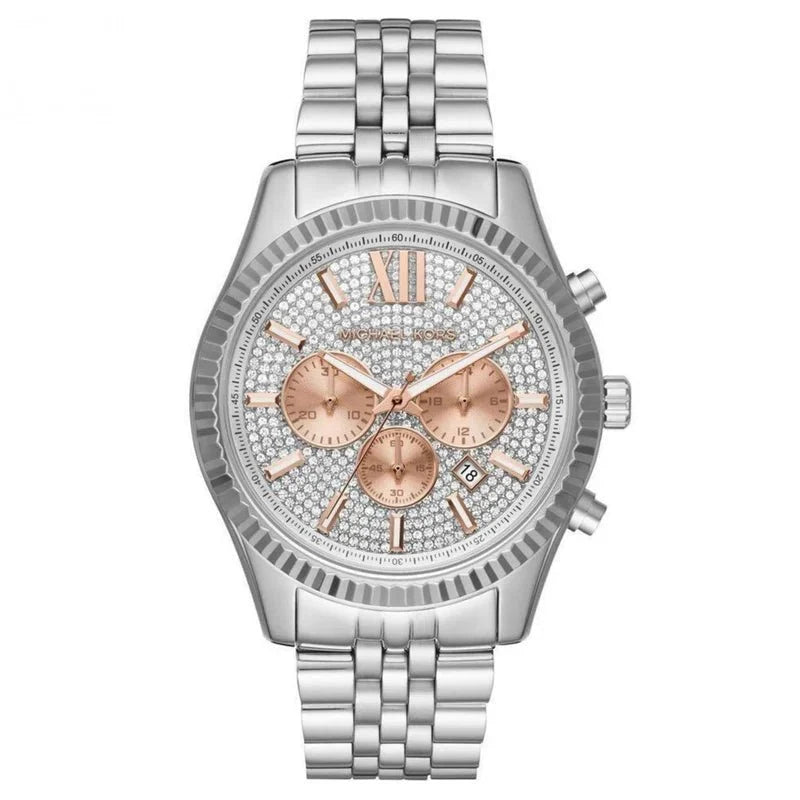 Michael Kors Watch Lexington Chronograph Rose And Silver Mk8515