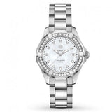 Tag Heuer Aquaracer Diamonds Mother Of Pearl White Dial Silver Steel Strap Watch For Women Wbd131c Ba0748
