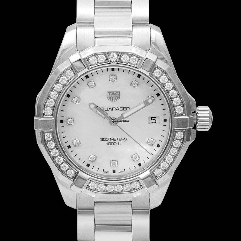 Tag Heuer Aquaracer Diamonds Mother Of Pearl White Dial Silver Steel Strap Watch For Women Wbd131c Ba0748