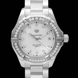Tag Heuer Aquaracer Diamonds Mother Of Pearl White Dial Silver Steel Strap Watch For Women Wbd131c Ba0748
