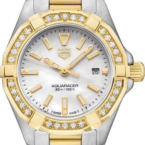 Tag Heuer Aquaracer Diamonds Mother Of Pearl Dial Two Tone Steel Strap Watch For Women Wbd1421 Bb0321