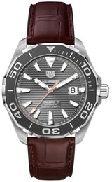 Tag Heuer Aquaracer Caliber 5 Black Dial Brown Leather Strap Watch For Men Way201m Fc6474