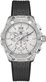 Tag Heuer Aquaracer Chronograph White Dial Black Rubber Strap Watch For Men Cay1111 Ft6041