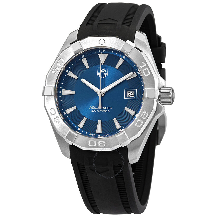 Tag Heuer Aquaracer Caliber 5 Blue Dial Black Rubber Strap Watch For Men Way2112 Ft8021