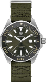 Tag Heuer Aquaracer Black Dial Khakhi Green Nato Strap Watch For Men Way101e Fc8222