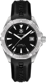 Tag Heuer Aquaracer Automatic Caliber 5 Black Dial Black Rubber Strap Watch For Men Way2110 Ft8021