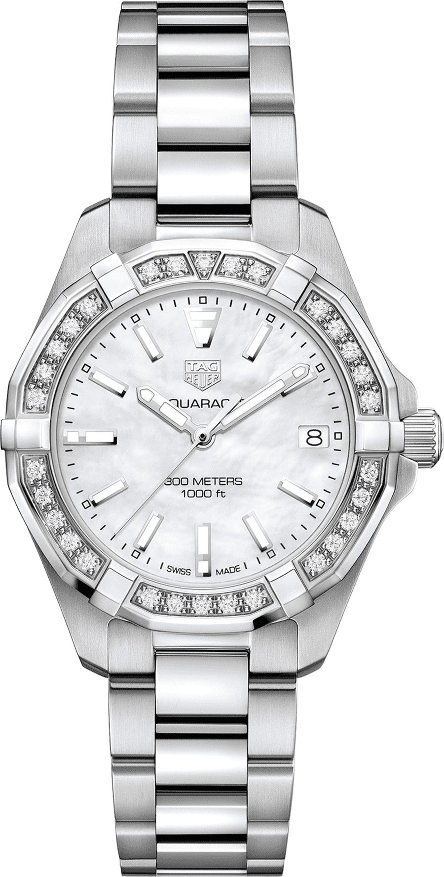 Tag Heuer Aquaracer Diamonds Mother Of Pearl Dial Silver Steel Strap Watch For Women Wbd1313 Ba0740