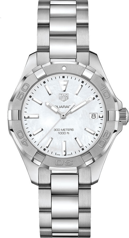 Tag Heuer Aquaracer Mother Of Pearl Dial Silver Steel Strap Watch For Women Wbd131a Ba0748
