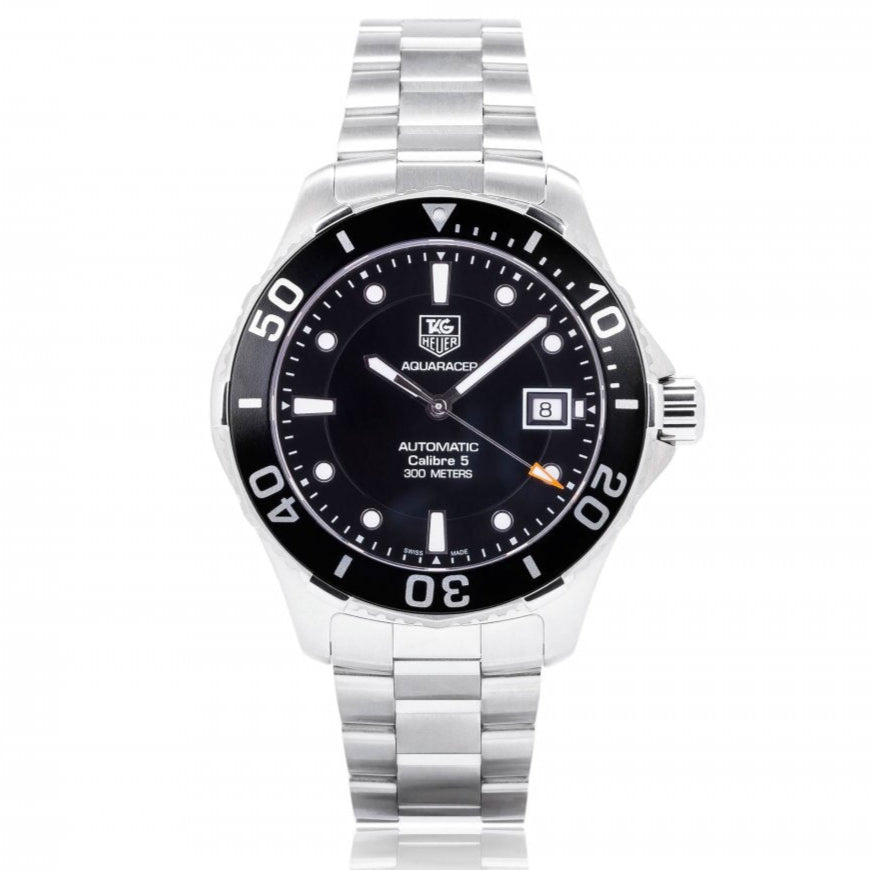 Tag Heuer Aquaracer Automatic Caliber 5 Black Dial Silver Steel Strap Watch For Men Wan2110 Ba0822