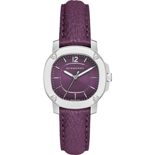 Burberry Brit The Britain Maroon Dial Maroon Leather Strap Watch For Women Bby1714